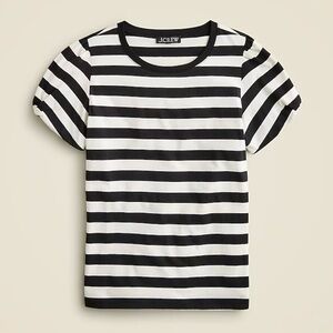 J. Crew Vintage Jersey Puff Sleeve T-Shirt, Size M, Black and White Striped